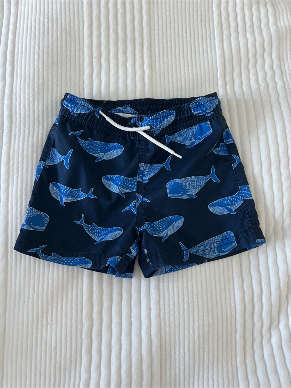 Janie and Jack Boys Navy Whale Print Swim Shorts
